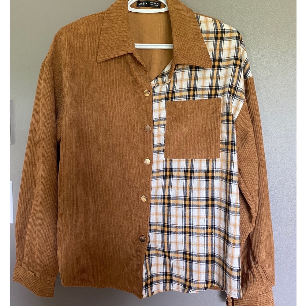 Shein plaid & corduroy shirt